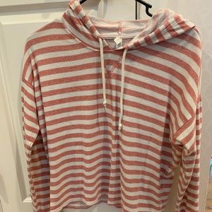 Red White Stripe Sweatshirt, Sz L, GUC